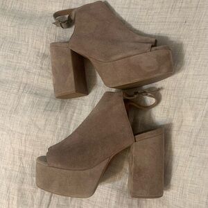 Jeffrey Campbell Free People Taupe Platform Sling Back Heels